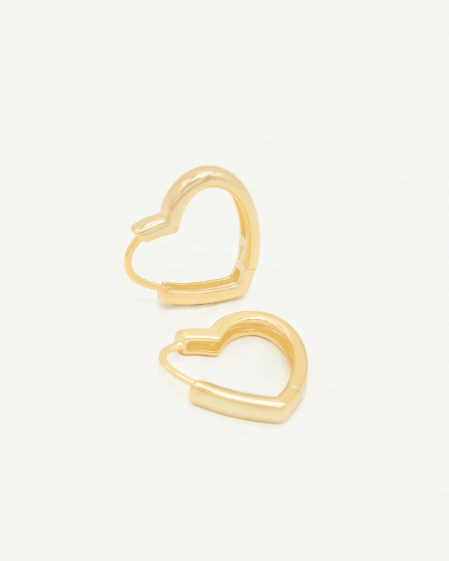 Simple Heart Earrings Gold - Who Is She