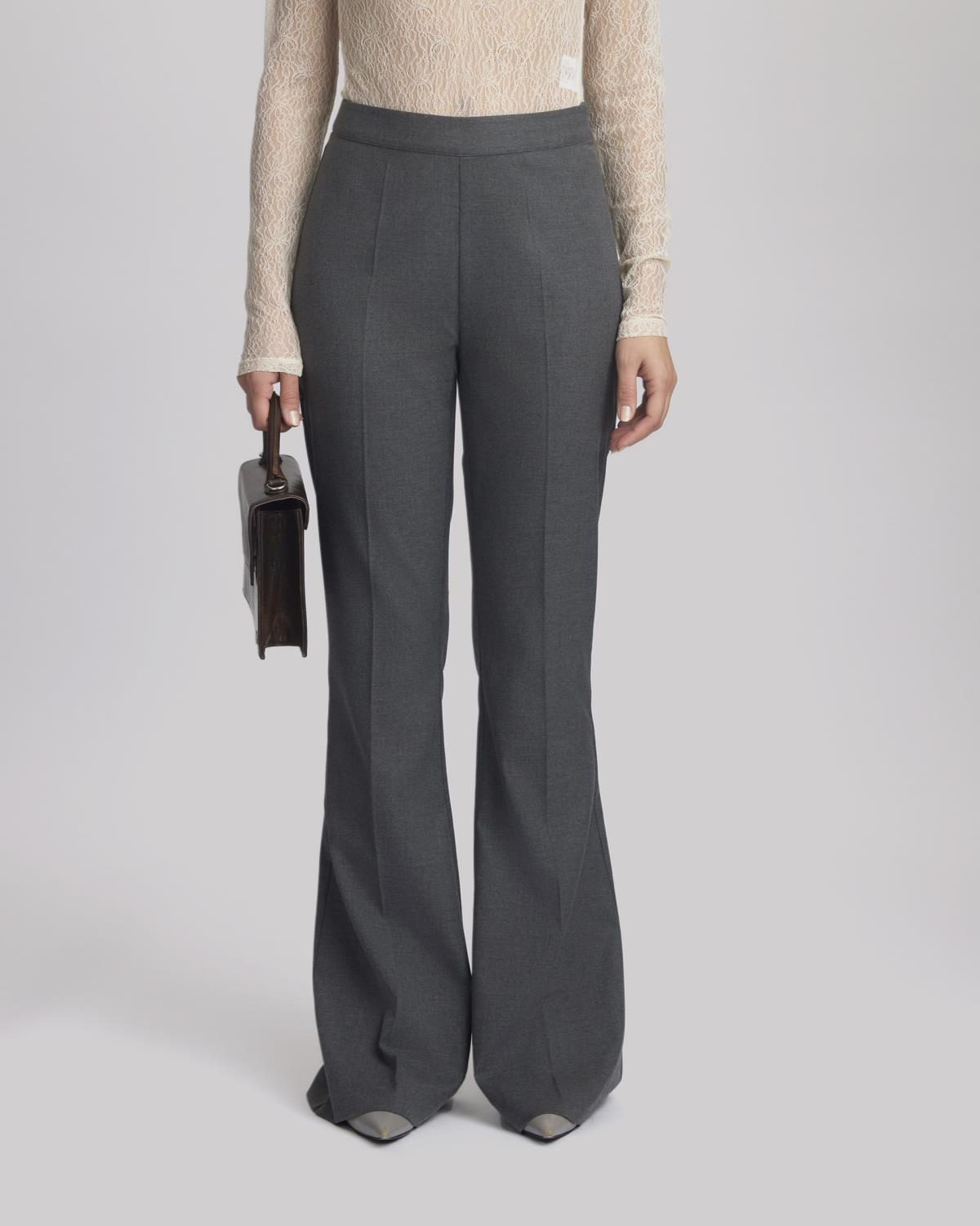 Paula Flared Pants Dark Grey Melange - Gestuz