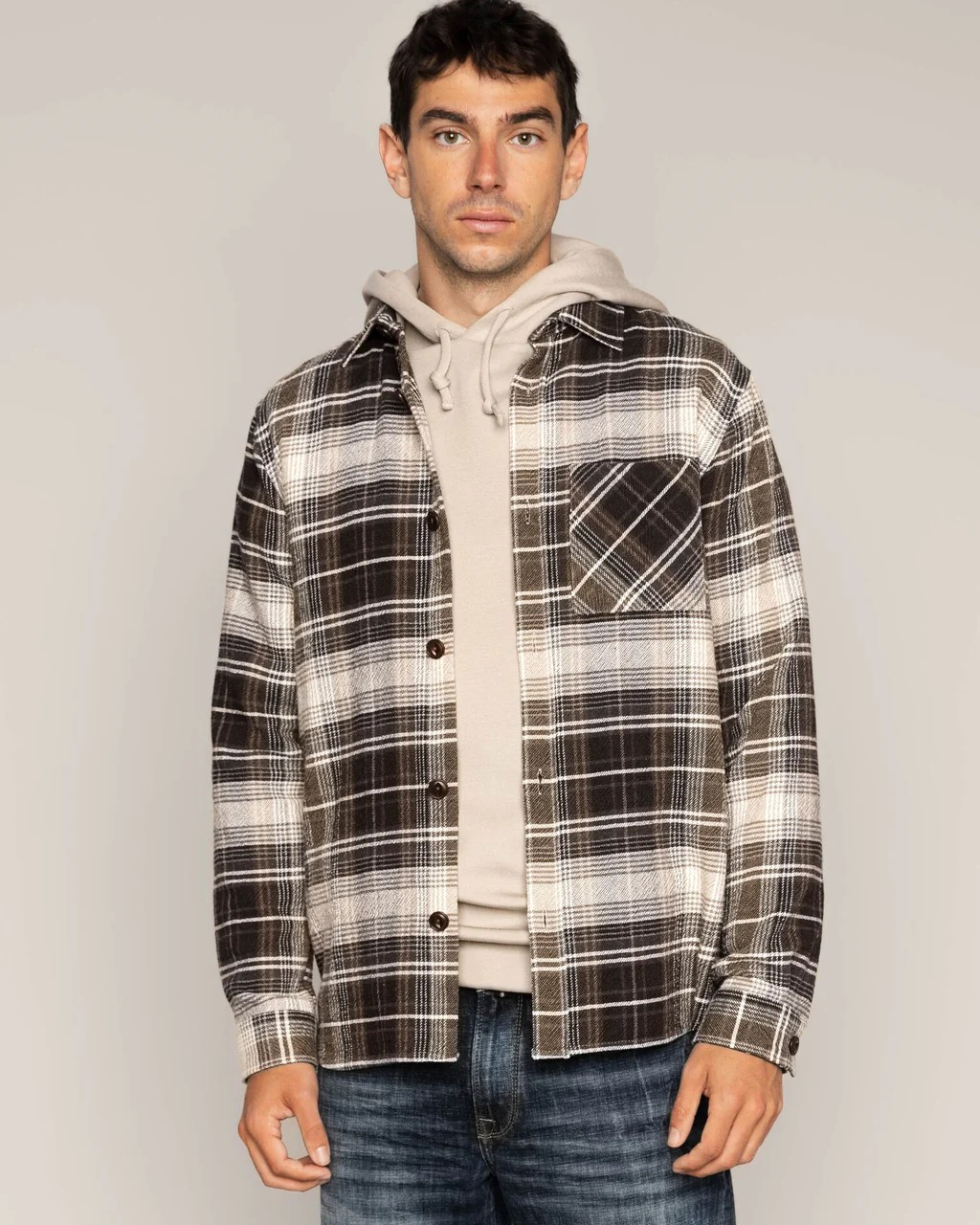 David Lavato Shirt Brown Check - Mos Mosh