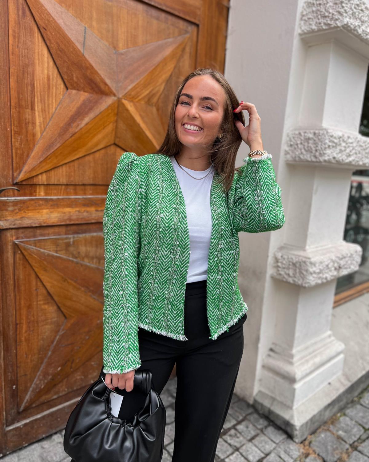 Alvie Boucle Jacket Green - Co'Couture