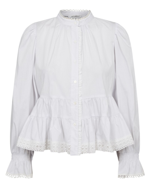 Crisp Lace Shirt White - Co'Couture