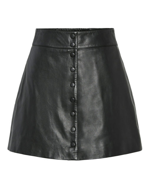 Yasmezu Leather Skirt Black - YAS