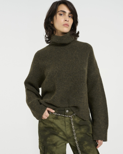 Alpha Rollneck Olive Melange - Gestuz