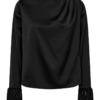 Adna Drape Feather Blouse Black - Co`Couture