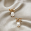 Bow & Pearl Drop Earrings - Orelia