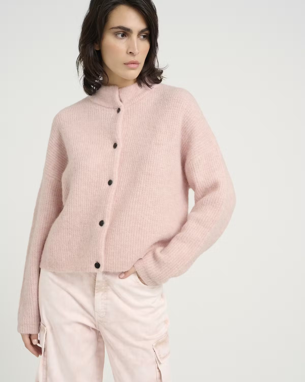 Alpha Short Cardigan Rose Grey Melange - Gestuz