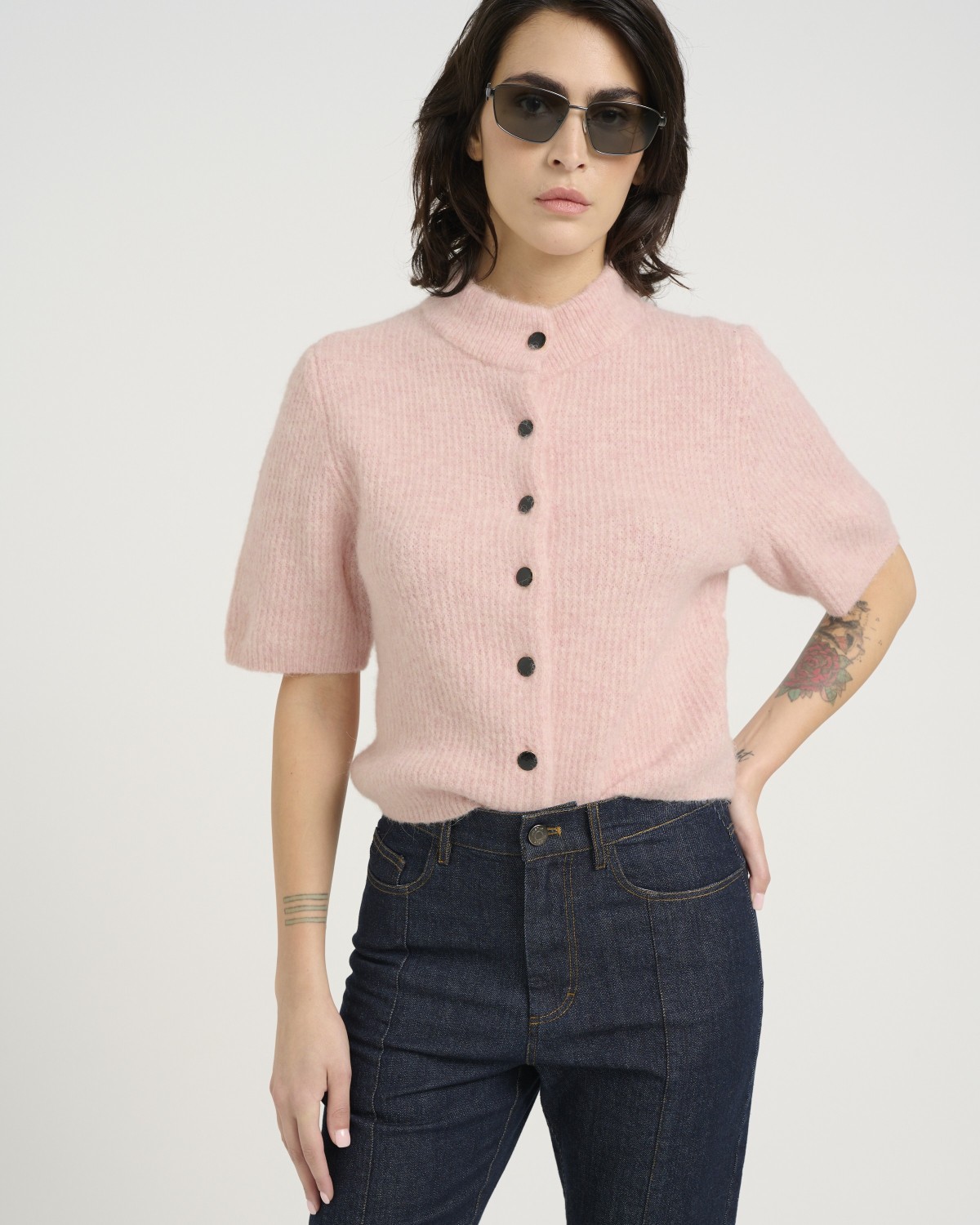 AlphaSS Cardigan Rose Grey Melange - Gestuz