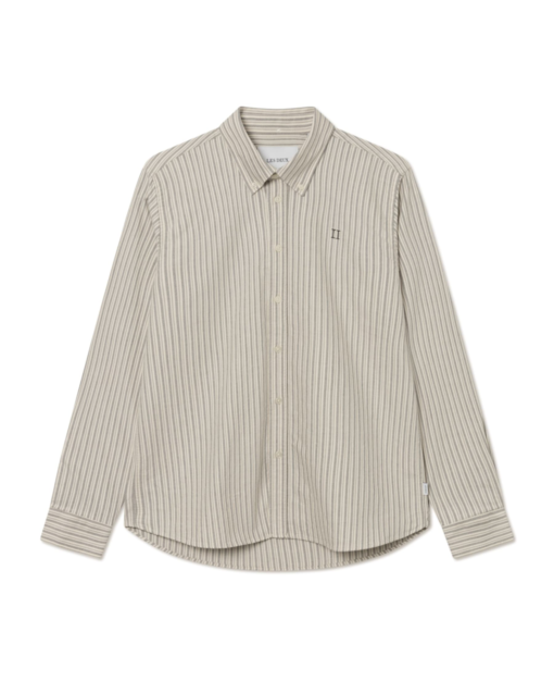 Konrad Stripe Oxford Shirt Light Ivory/Gargoyle - Les Deux