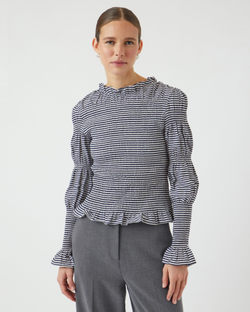 Yaschemma Smock Top White/Navy - Yas