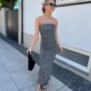 Zauma Long Dress Grey Wah - Gestuz