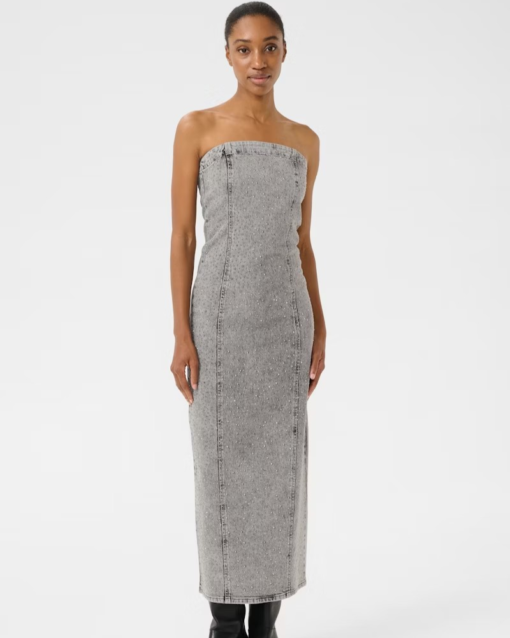 Zauma Long Dress Grey Wah - Gestuz