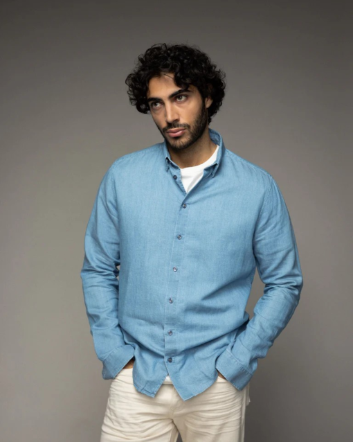 Marco Chambray Shirt Marine Blue - Mos Mosh