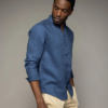 Theo Linen Shirt Indigo Blue - Mos Mosh