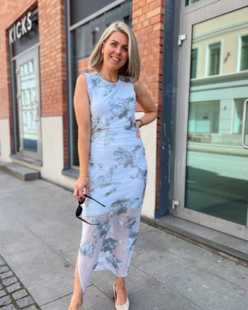 Yasfloree Long Dress Halogen Blue - YAS
