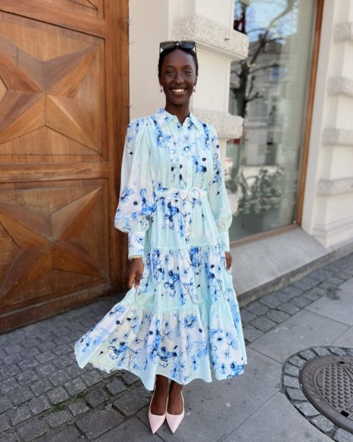 Yasbilla Long Dress Halogen Blue - Yas