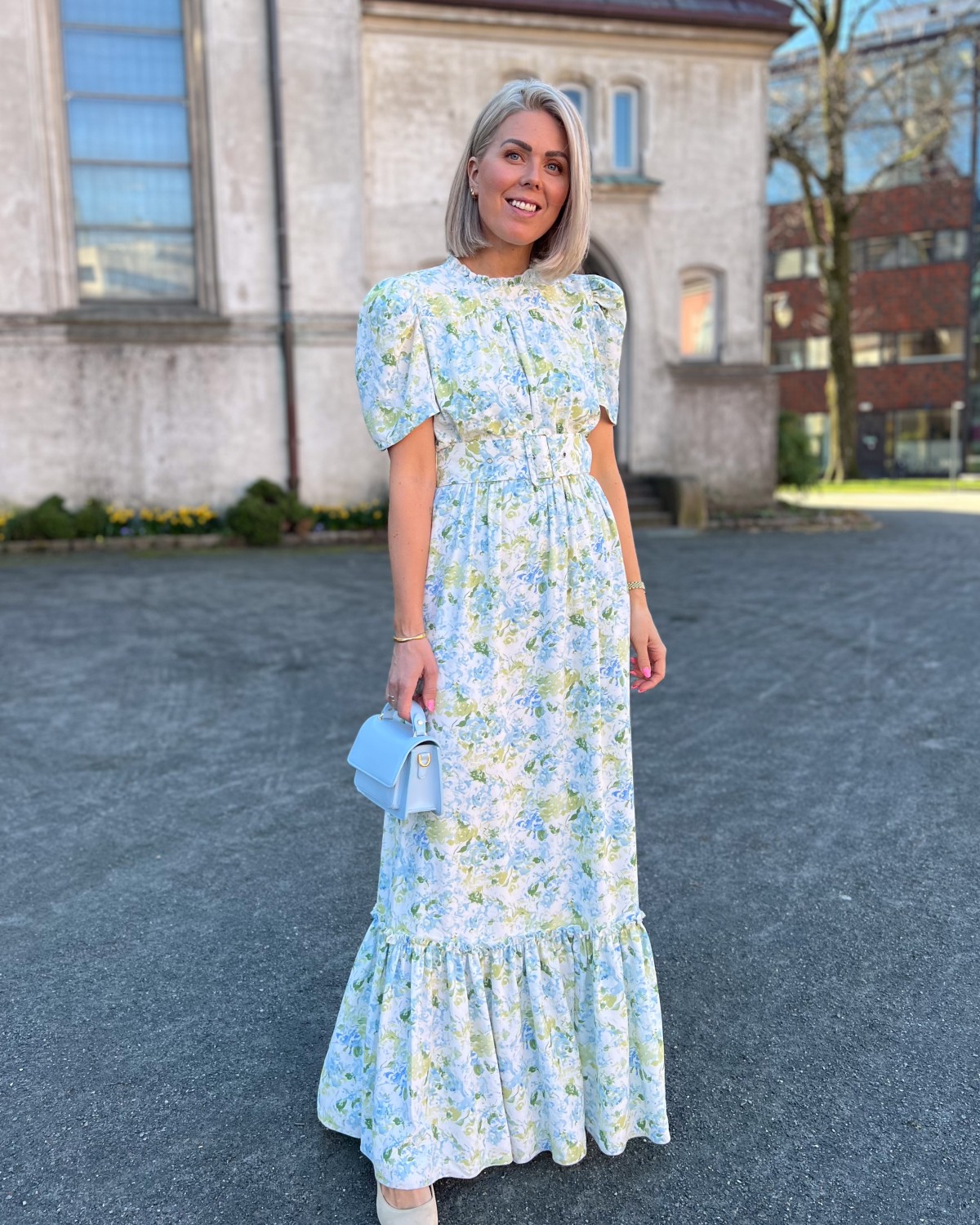 Sophie Puff Maxi Dress Green Garden - Love Lolina