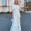 Sophie Puff Maxi Dress Green Garden - Love Lolina