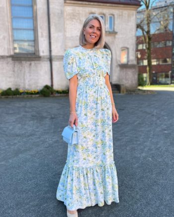 Sophie Puff Maxi Dress Green Garden - Love Lolina