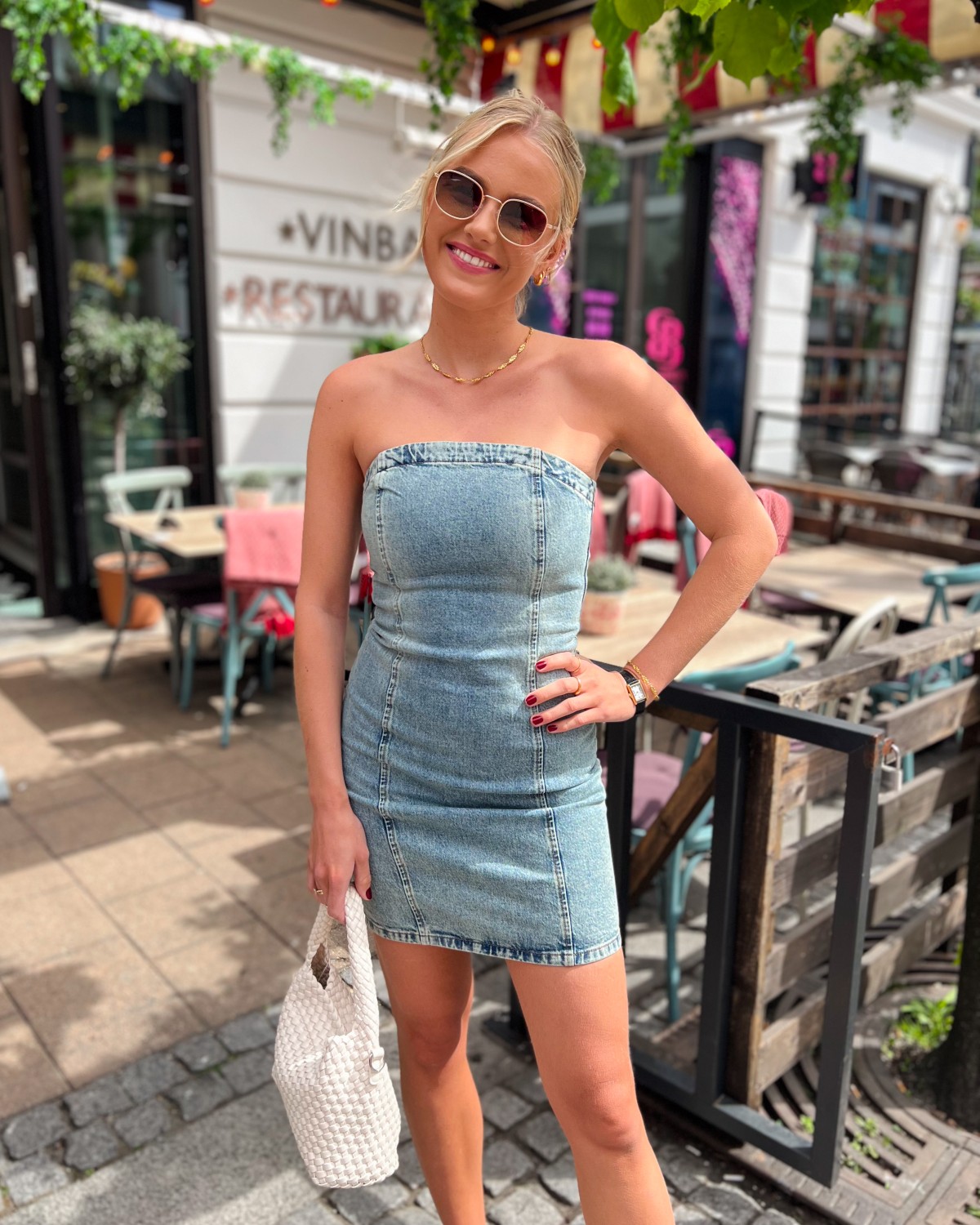 Nielle Short Dress Mid Blue - Gestuz