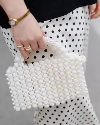 Handmade Pearl Bag White - Sui Ava