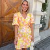 Rome By Night Dress Apricot Flower Print - Dry Lake