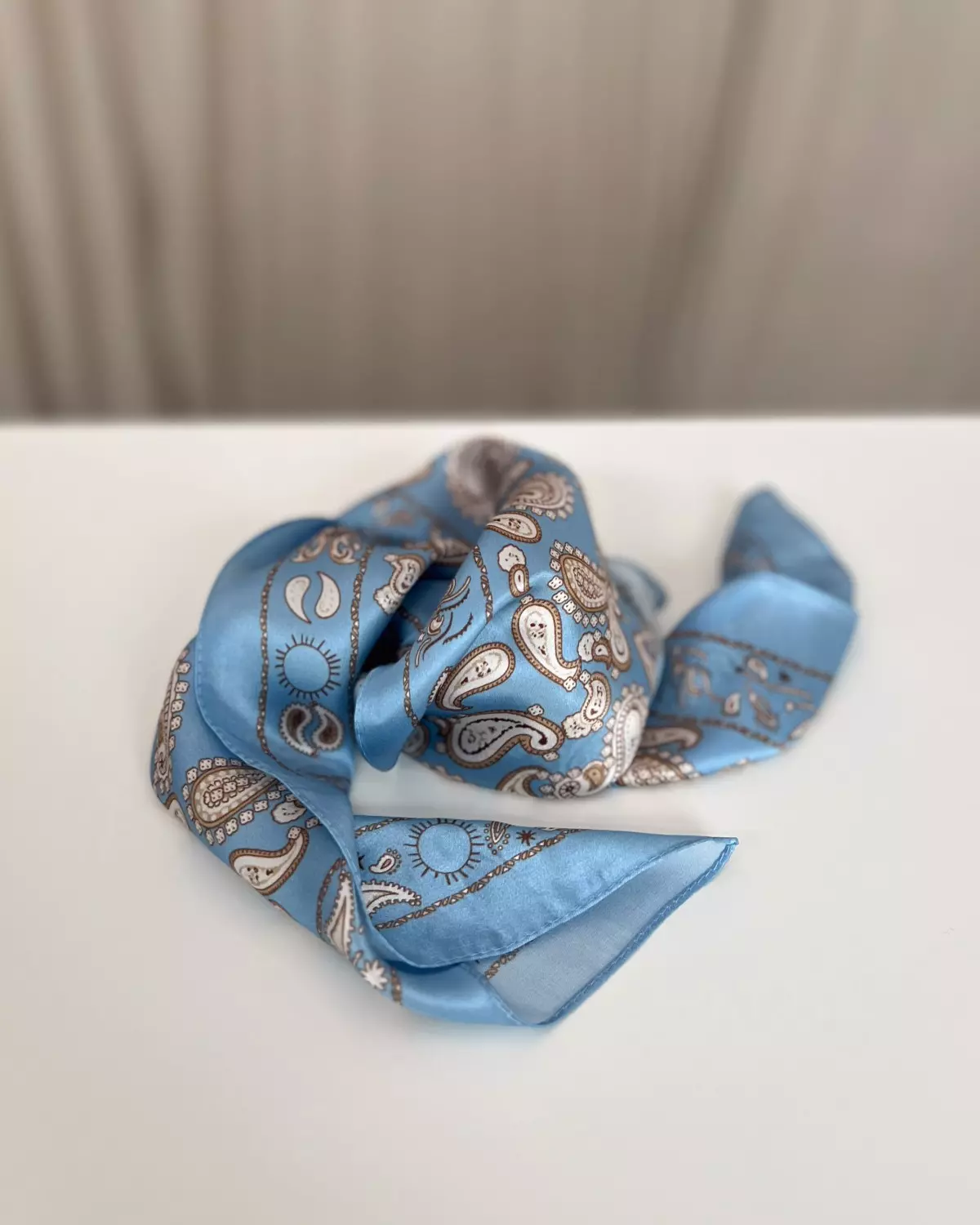 Silkeskjerf blå/beige - Intex