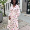 Marie Maxi Dress White/Pink Flower - Milli&Me