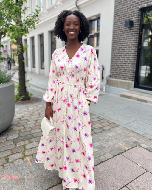 Marie Maxi Dress White/Pink Flower - Milli&Me