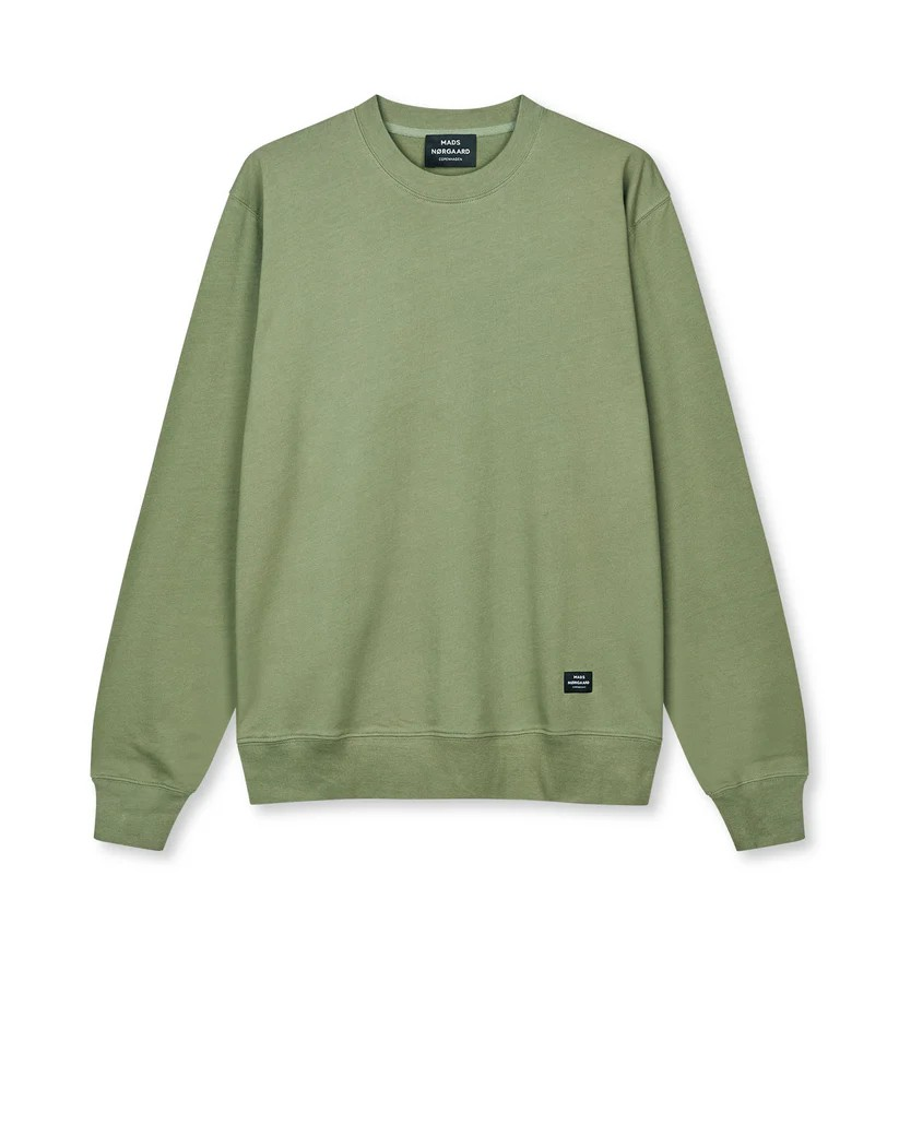 Light Terry Asker Sweat Oil Green - Mads Nørgaard