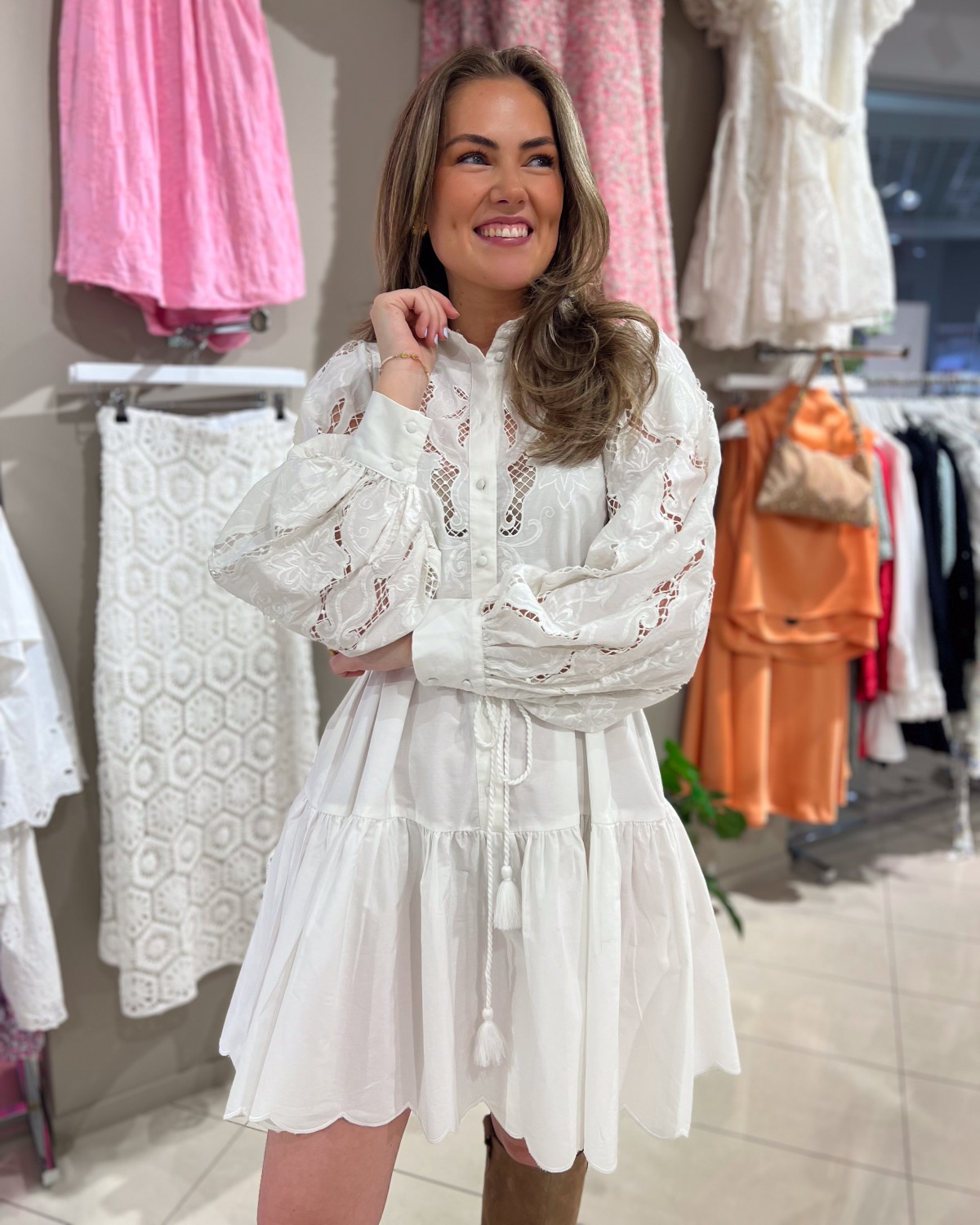 Yaswilma Ls Shirt Dress Star White - YAS