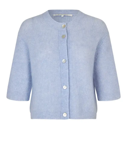 Andre Knit Rib Cardigan Blue - Second Female