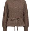Row Cable Tie Cardigan Walnut - Co’Couture