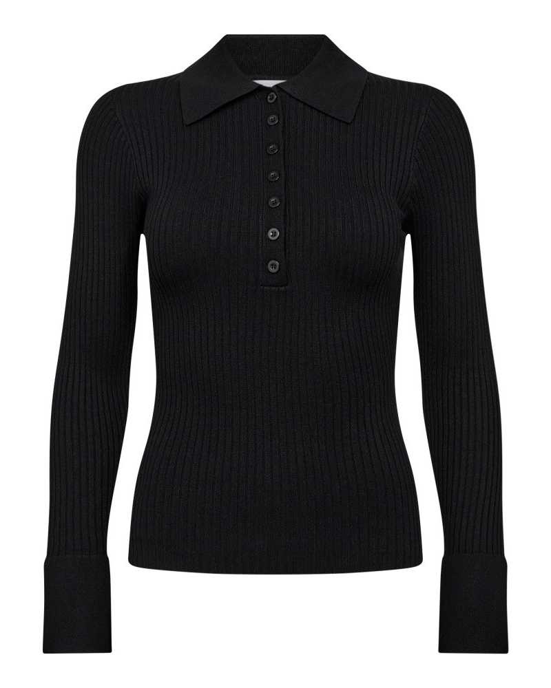 Bonny Polo LS Knit Black - Co`Couture