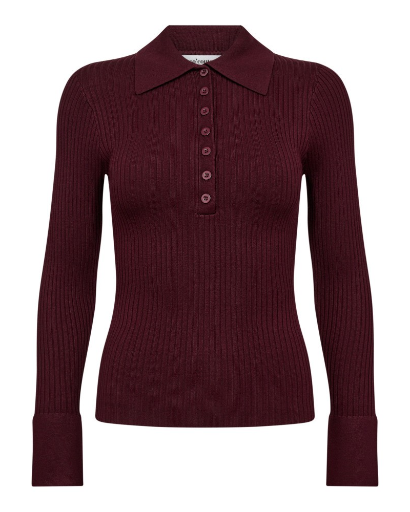 Bonny Polo LS Knit Winered - Co`Couture