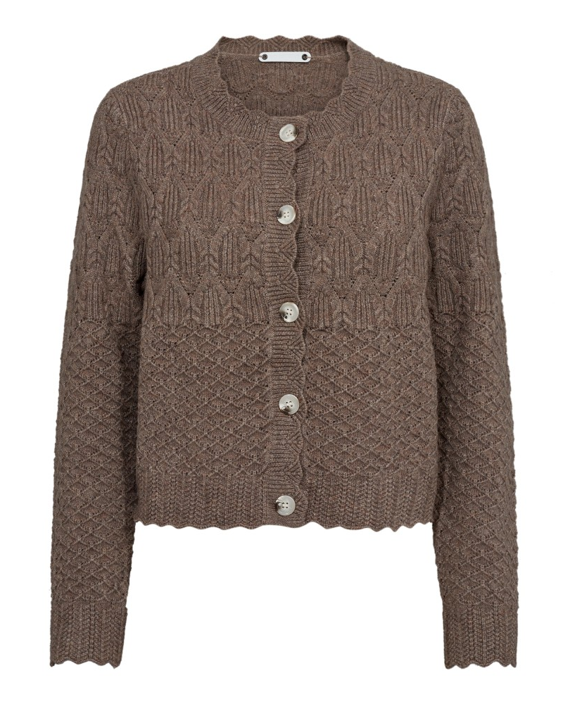 Pointelle Cardigan Walnut - Co`Couture