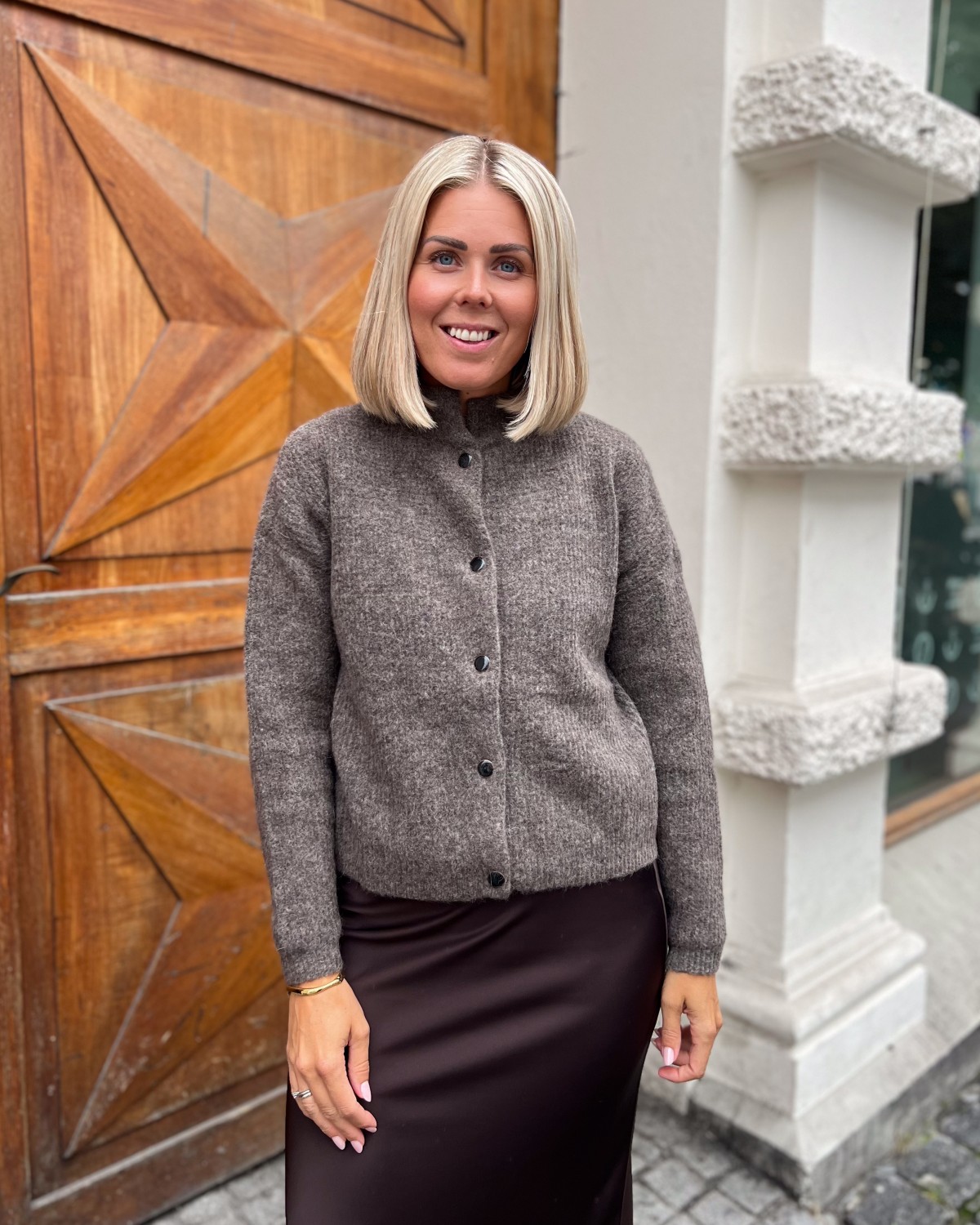 Alpha Short Cardigan Chestnut Melange - Gestuz