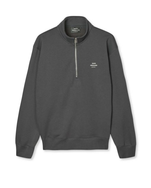 Standard Half Zip Logo Sweat Asphalt - Mads Nørgaard