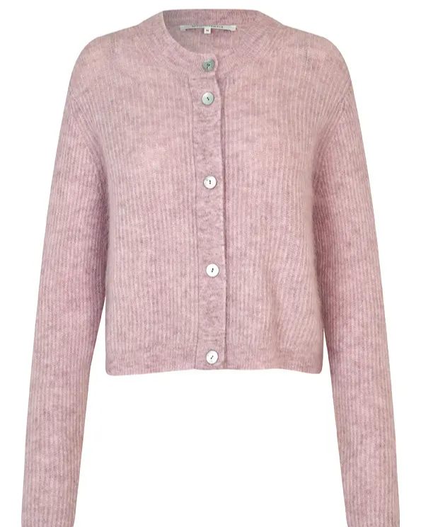Andrea Knit Rib LS Cardigan Sepia Rose - Second Female
