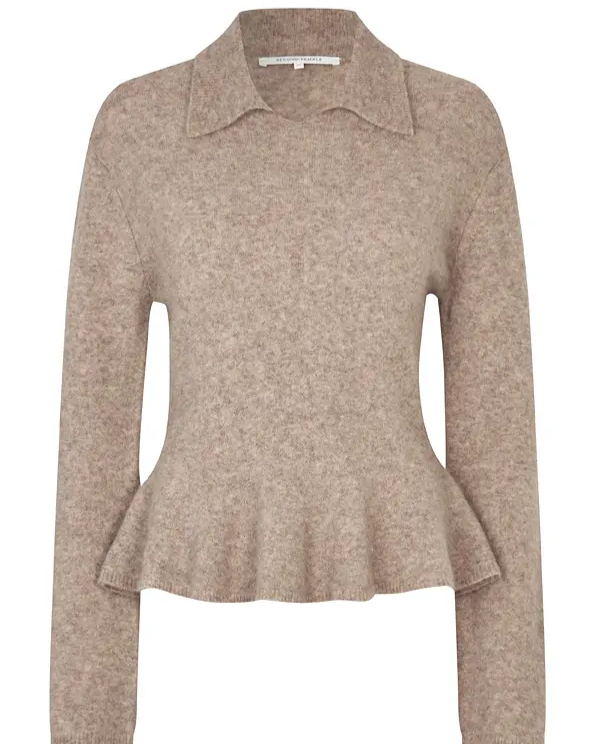 Selana Knit Collar Camel Melange - Second Female