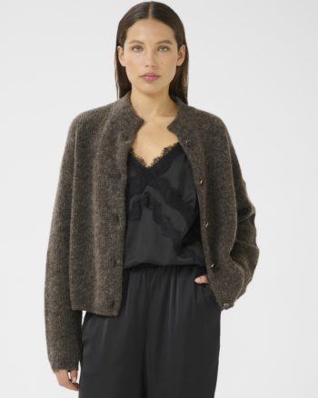 Alpha Short Cardigan Chestnut Melange - Gestuz