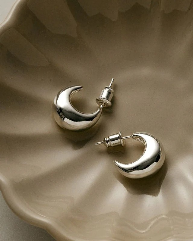 Tapered Dome Hoops Silver - Orelia