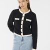 Alpha LS Contrast Cardigan Black/Ivory - Gestuz