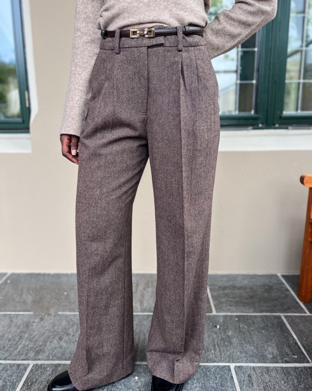 [RIBBONBIT] ☆ Della Cotton Pants / Navy Alberto Rob 1918 Smart Cotton Textured Stretch Chino Pants
