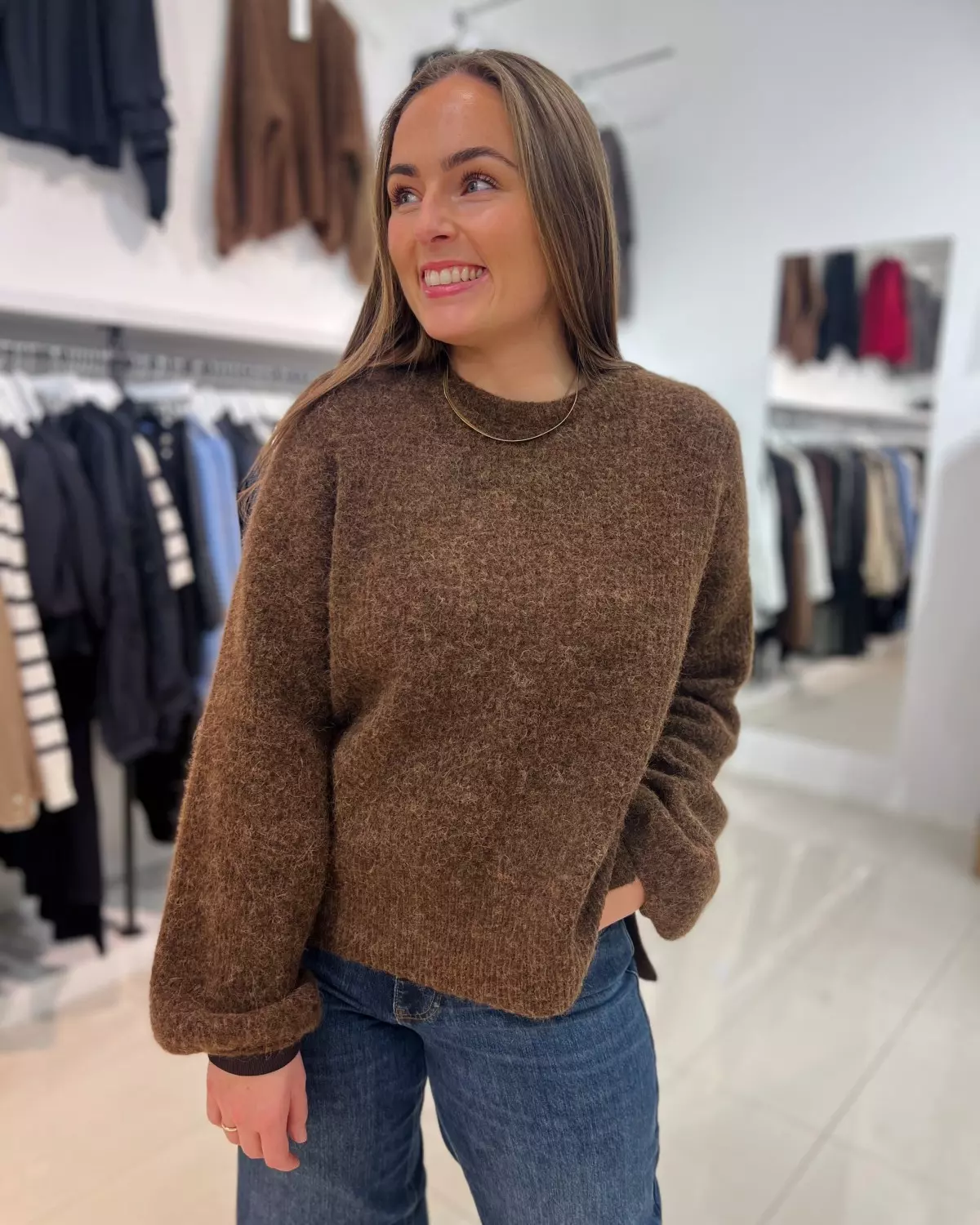 Alpha Slit Pullover Buff Melange - Gestuz