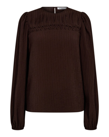 Shina Pintuck Blouse Dark Brown - Co'Couture