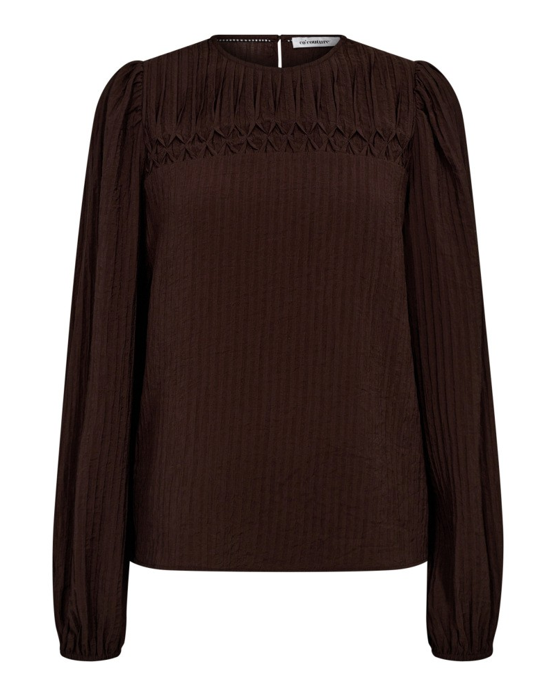 Shina Pintuck Blouse Dark Brown - Co'Couture