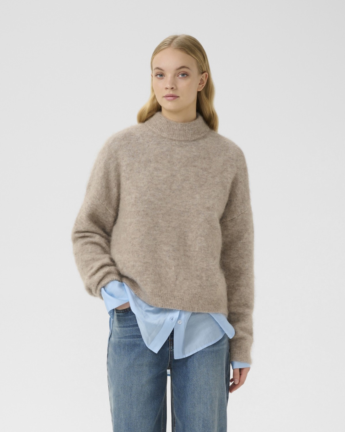 Debbie Pullover Fluffy Warm Sand Melange - Gestuz