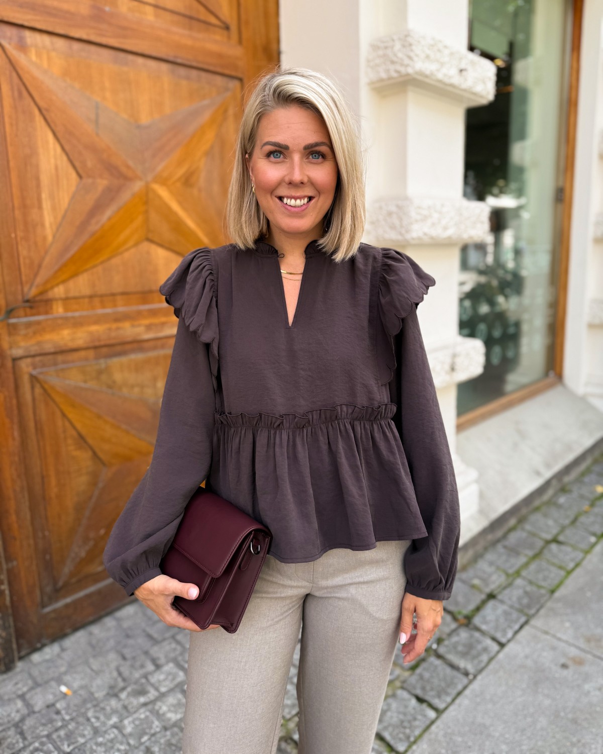 Terra Frill Blouse Chocolate Plum - Second Female