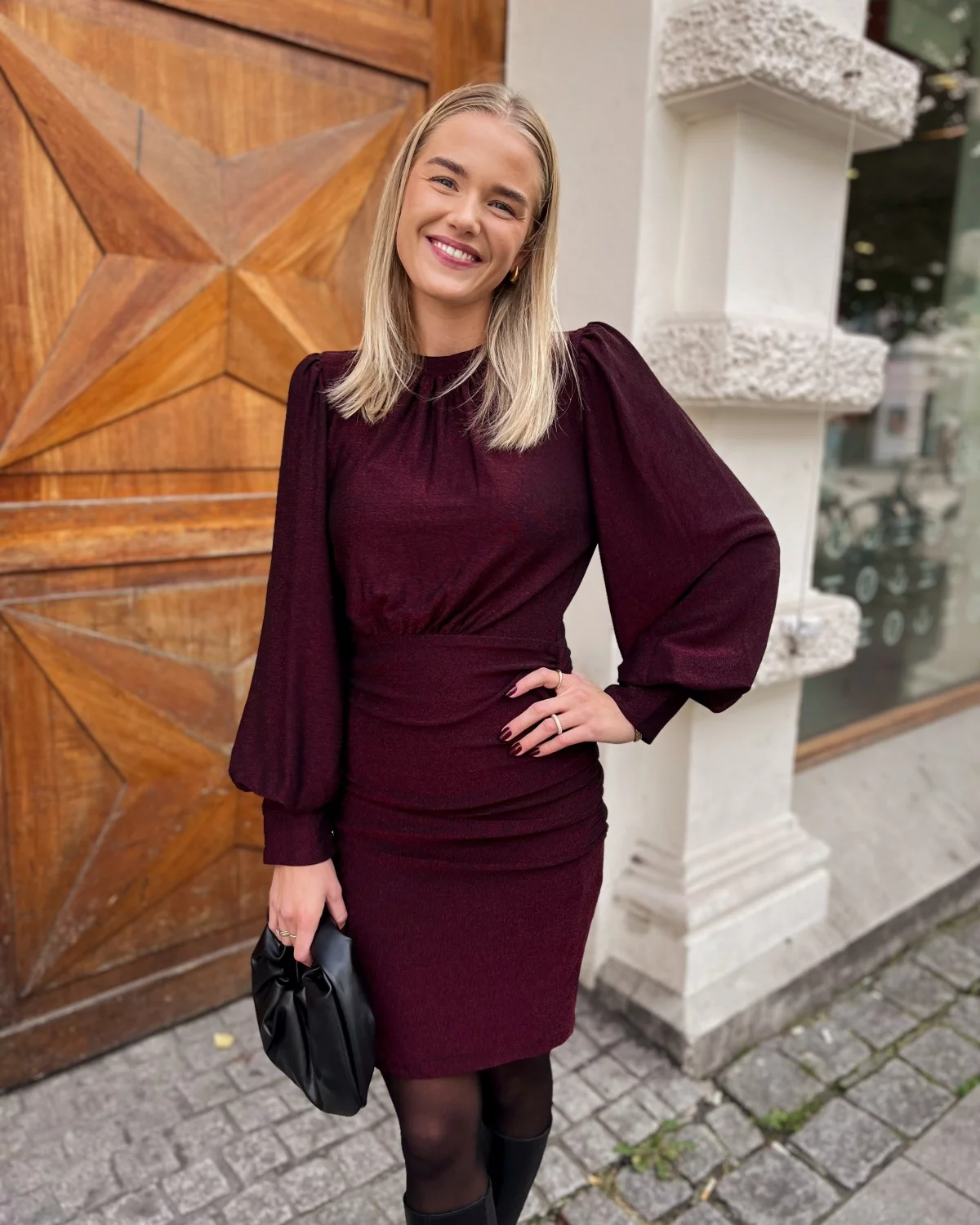 Ines Short Dress Burgundy - Secrets By B