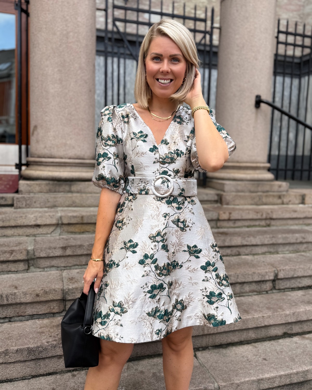 Benadotte Dress Green Flower - Love Lolina